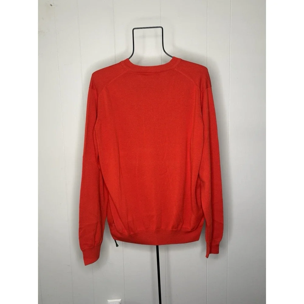 Psycho Bunny Red Men's Sz L V-Neck Cotton Knit Pullover Sweater Embroidered Logo